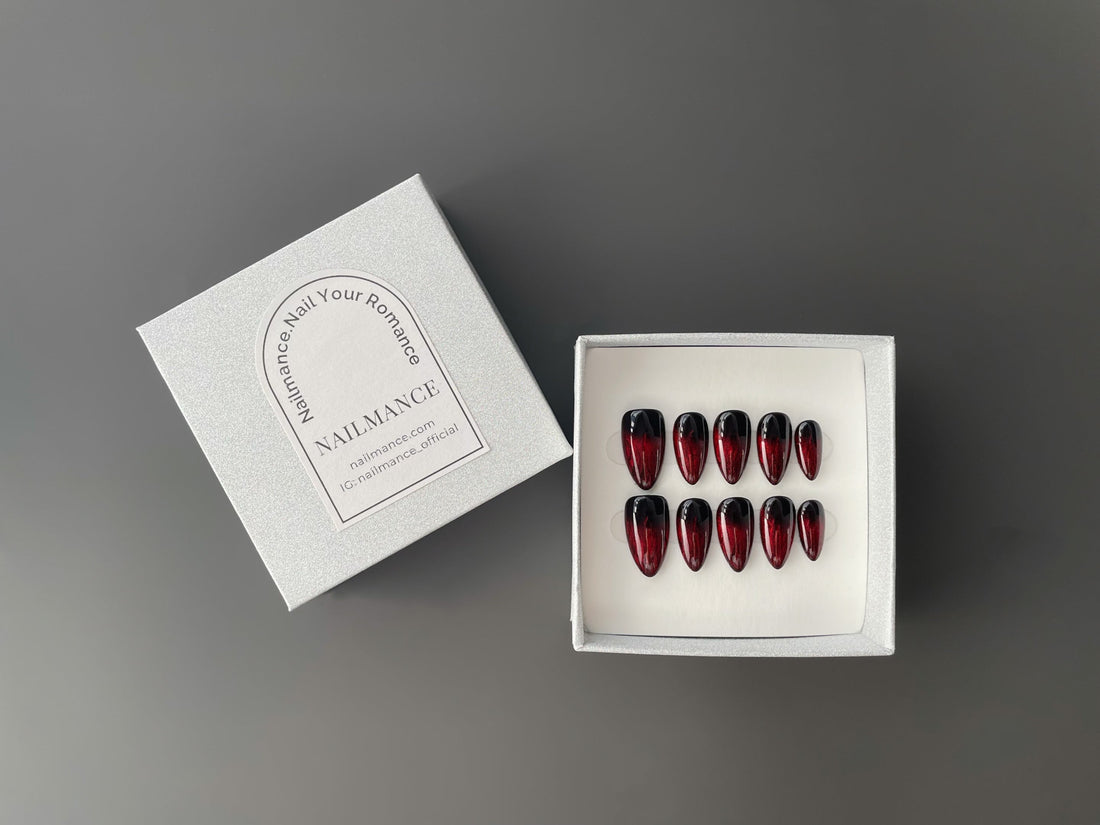 Must-have press-on nails for a romantic date — Red Flame Cat Eye "Own the Fire"